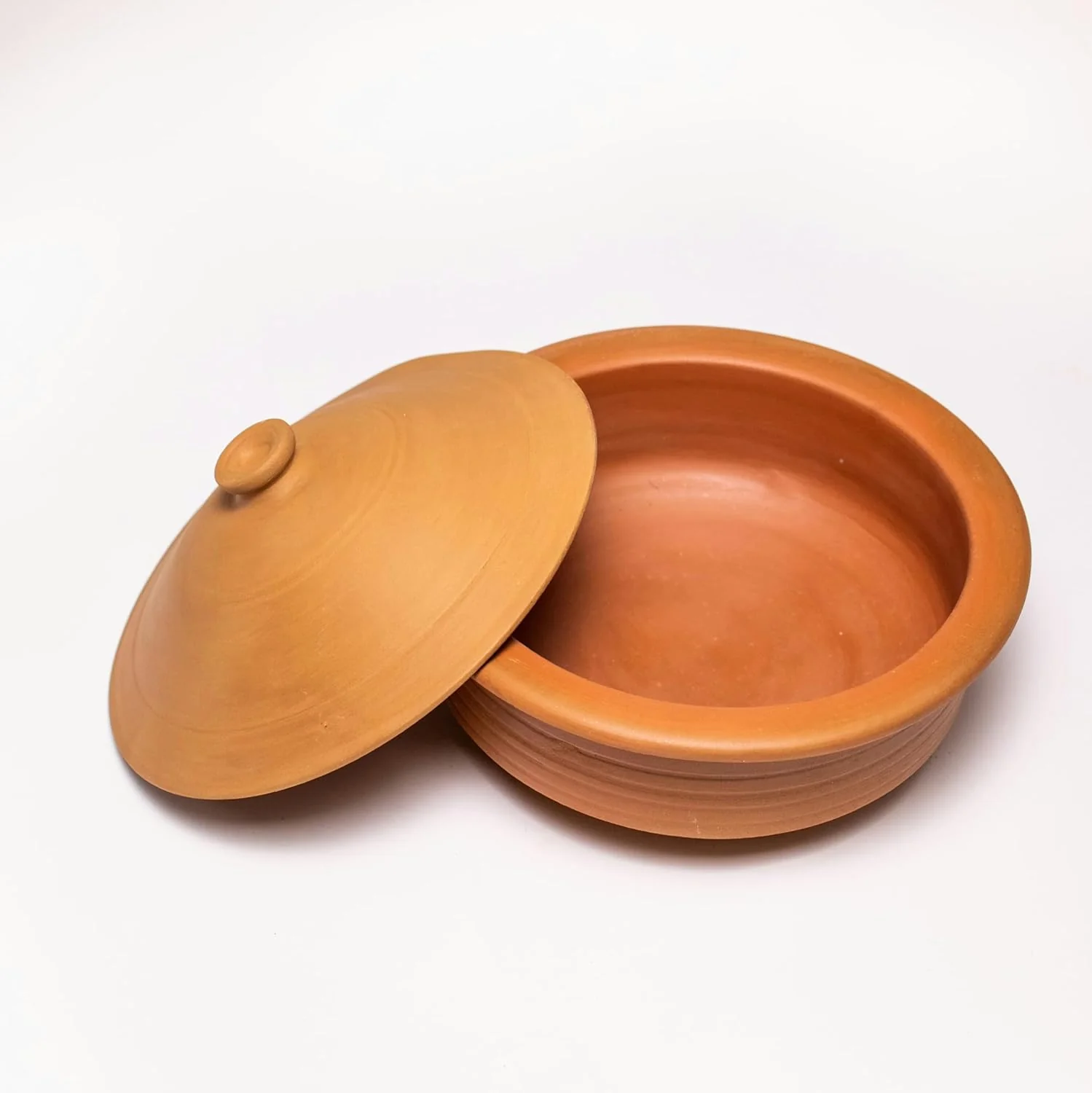 Clay Biryani Handi With Lid Pack Of 2 - 3.5 Liters Each | Pot For Cooking & Serving With Lid, Red-Ochre (Gerua) - Image 5