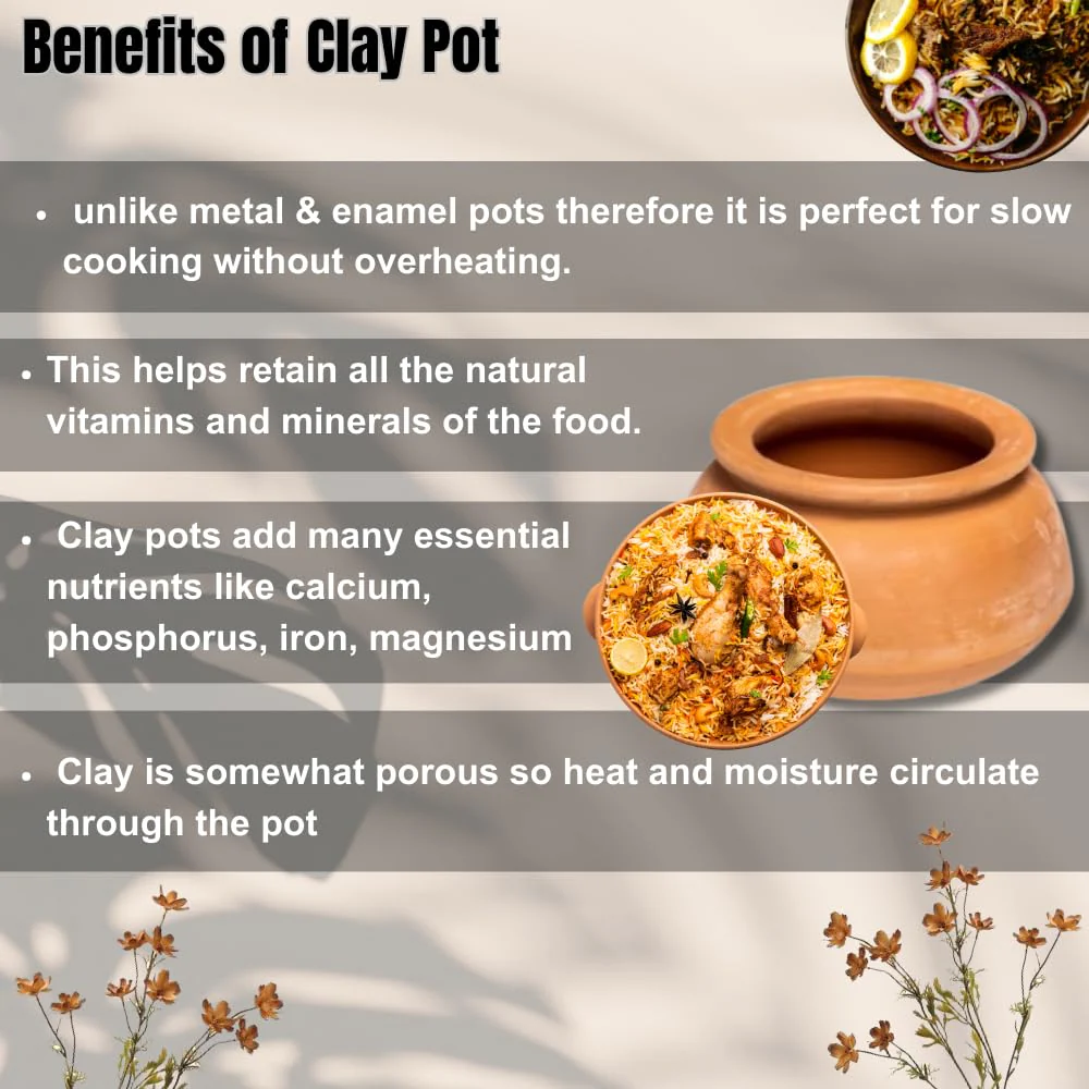 Clay Handi, Red-Ochre (Gerua) | Exclusive Range Unglazed Earthen Pot For Cooking 1+2+3 Liters, Pack Of 3 - Image 3