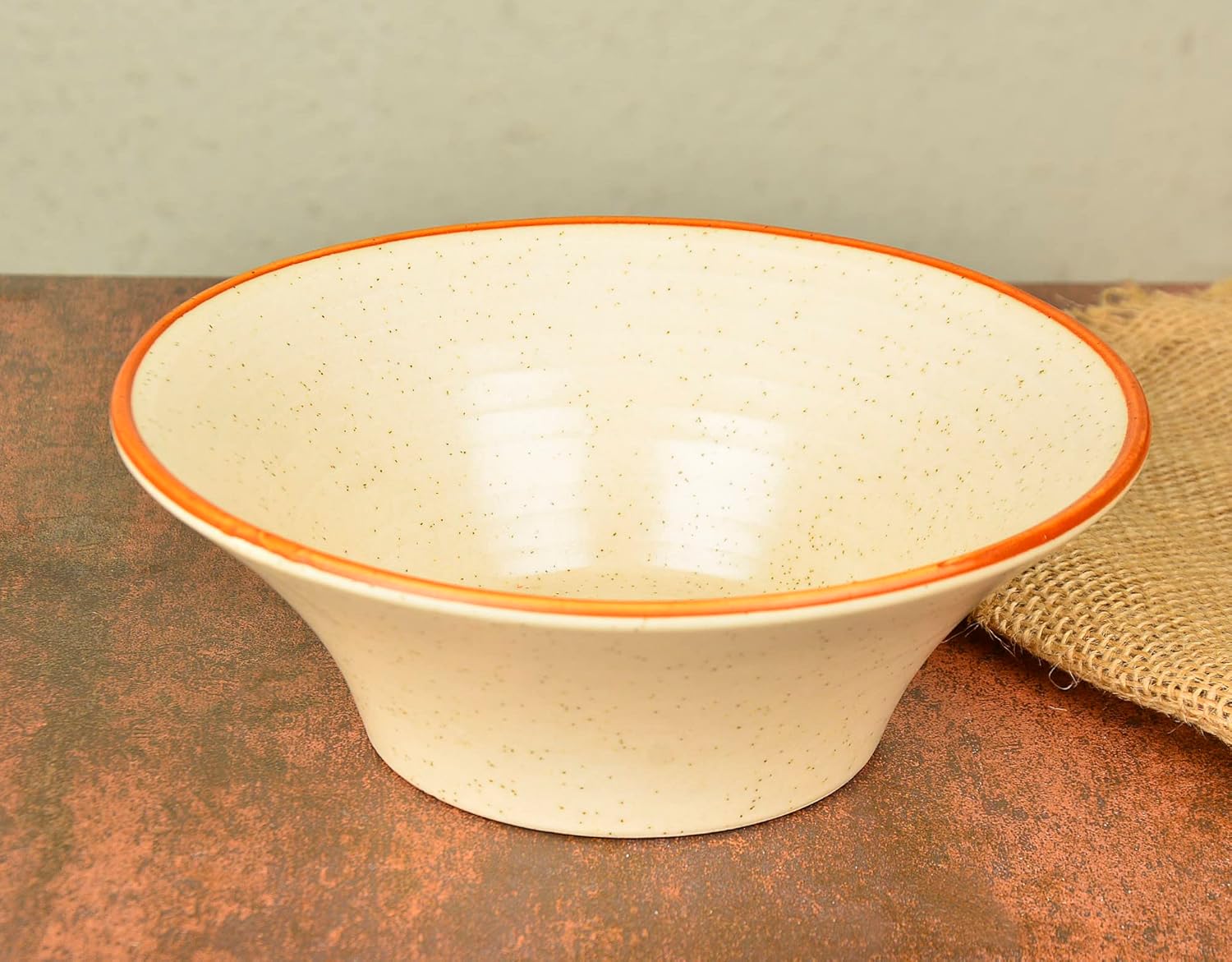 Conical Matte Ceramic Serving Bowl - White & Brown, Diameter - 17 Cm, 500ml | Snack Bowl, Vegetable Serving Bowl - Fiesta Of Hope Collection - Image 2