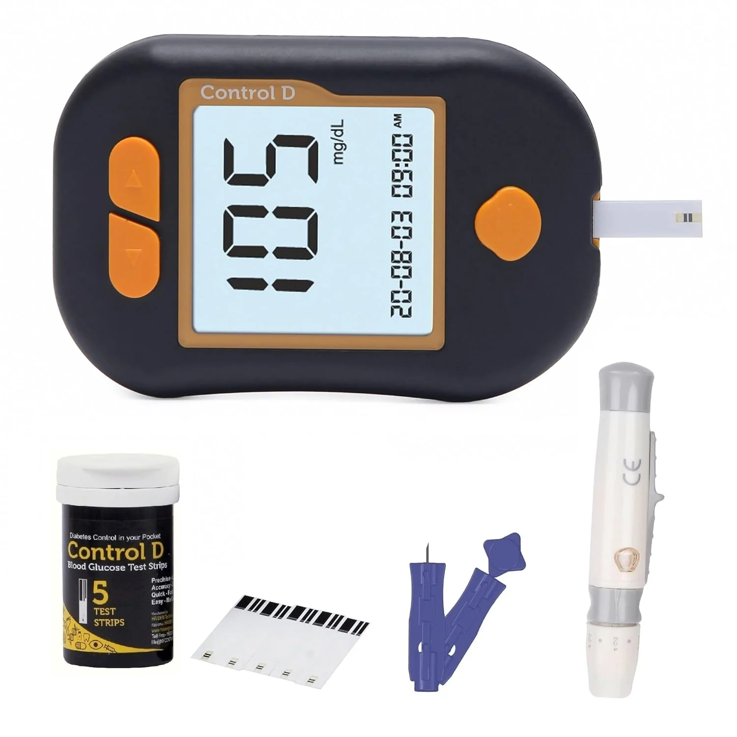 Control D Advanced Digital Glucose Blood Sugar Testing Monitor With 5 Strips Glucometer - Image 2