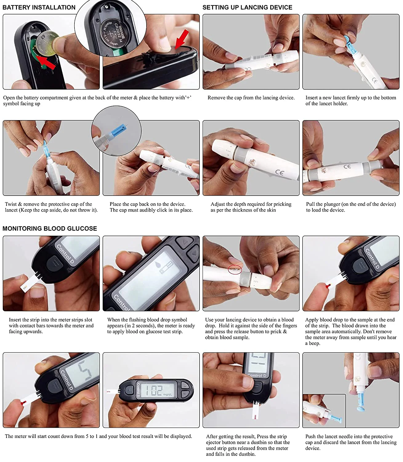 Control D Blood Glucose Sugar Testing Monitor With 10 Strips Glucometer - White - Image 5