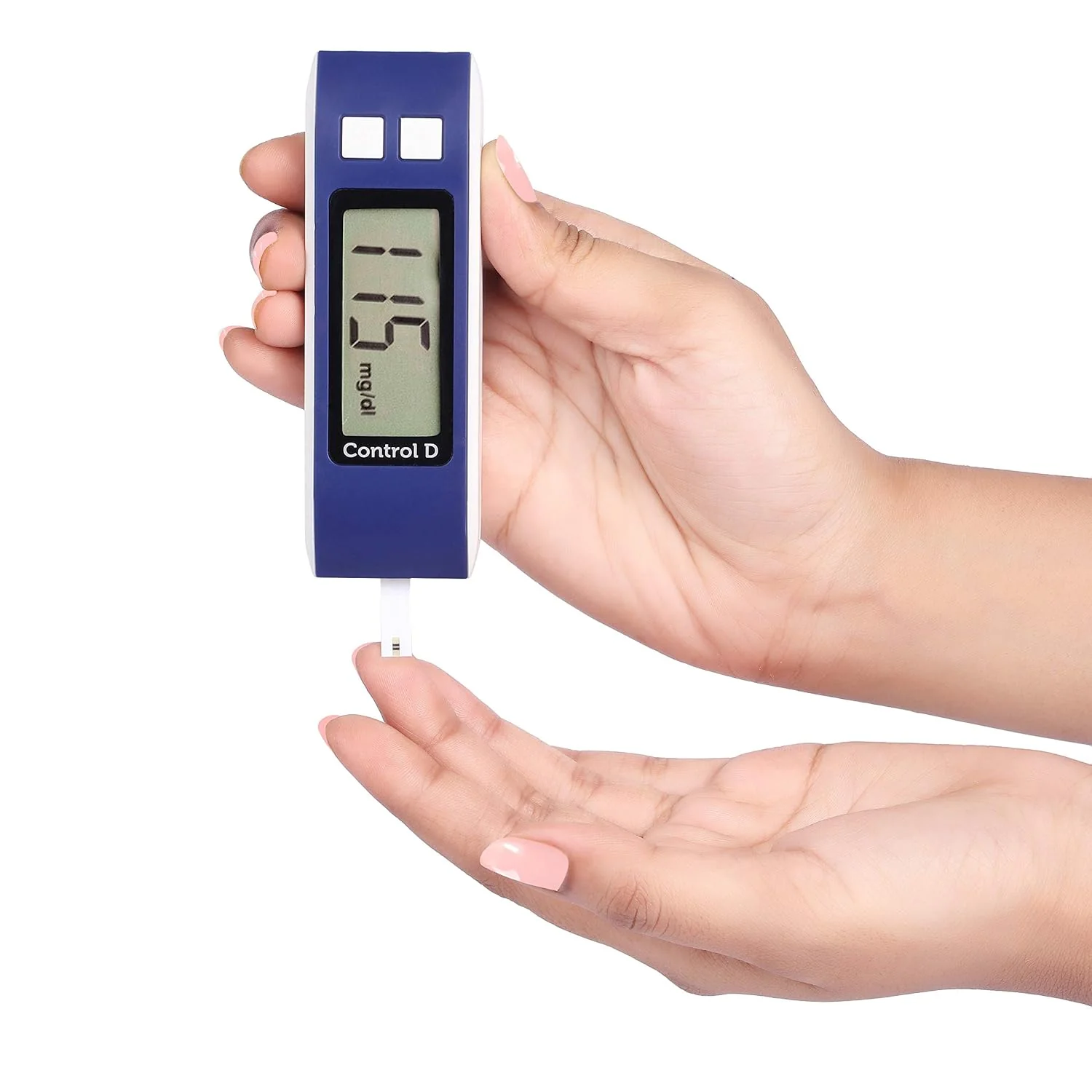 Control D Blue Digital Glucose Blood Sugar Testing Monitor Machine + 50 Strips - Image 4