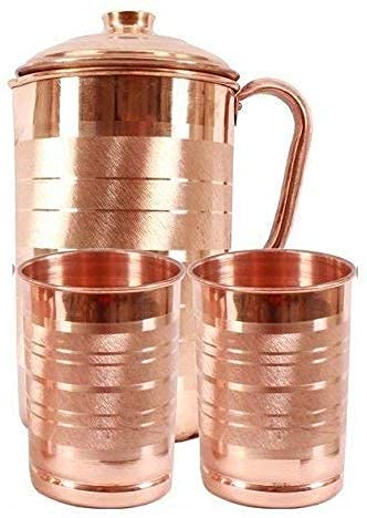 Copper Jug Pitcher 1.5 Liters With 2 Glass Tumbler 300ml Each Glass - Copper Jug Pitcher For Kitchen Serve Ware & Drinkware - Image 5
