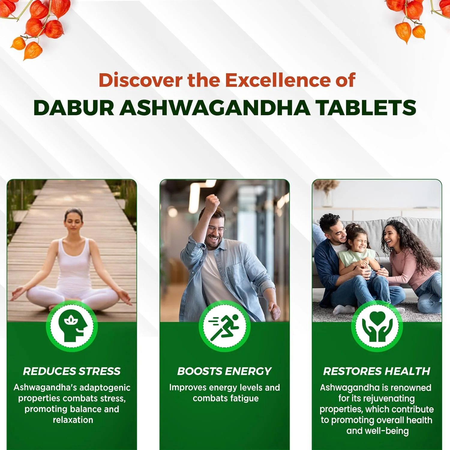 Dabur Ashwagandha Tablet Immunity Booster, Rich In Antioxidants, Helps In Blood Pressure & Other Symptoms | 60 Tablets 100gm 0.2lbs - Image 3