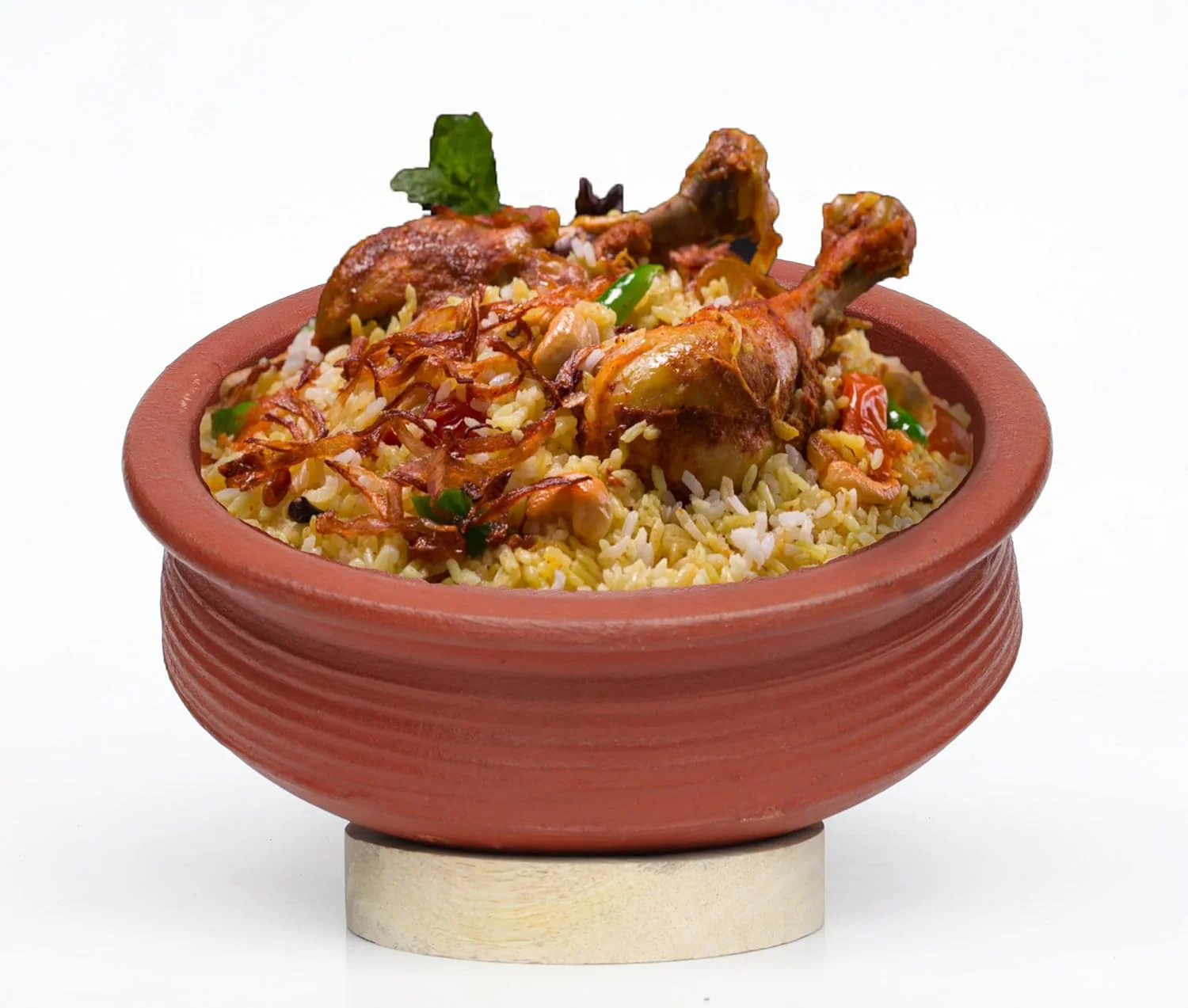 Deep Burned Uncoated Clay Biryani Pot Or Mitti Handi With 2 Wooden Spatulas Complimentary For Cooking & Serving - Red, 4 Liters | Pre-Seasoned Mud Pot - Unglazed, Double Fired, Hand Crafted - Image 3