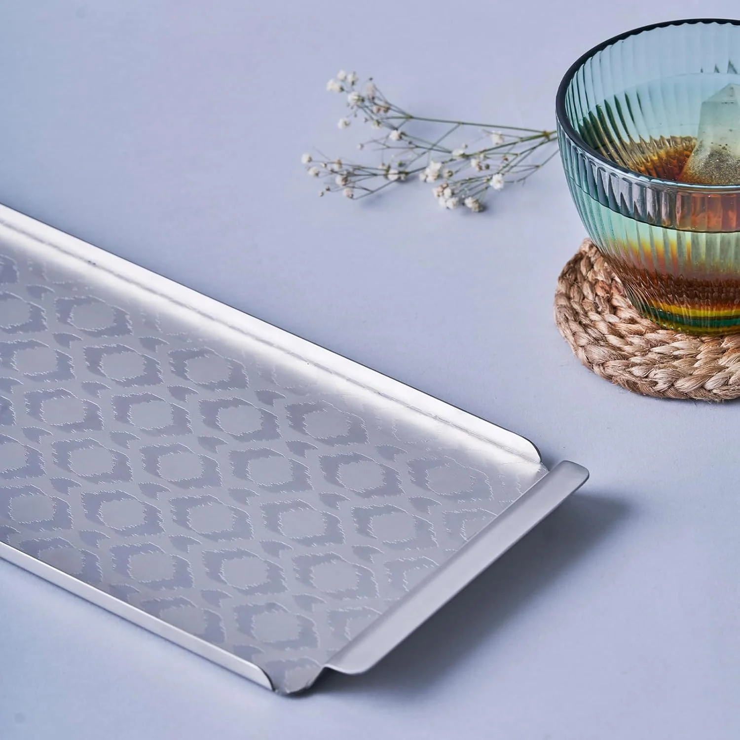 Designer Chrome Stainless Steel Tray - Multipurpose Serving Platter | Premium Serve Ware, Dinnerware & Tableware - Image 4