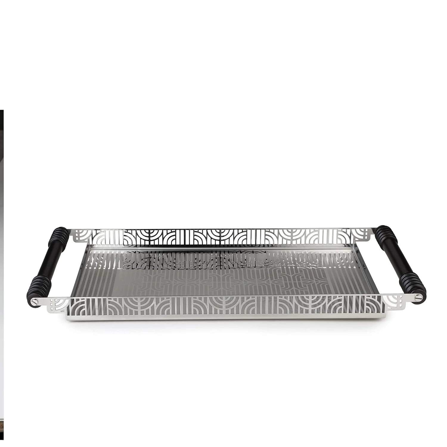 Designer Silver Stainless Steel Square Tray - Deco Lattice Series | Laser Etched - Multipurpose Serving Tray For Home & Dining Table | Serve Ware & Tableware - Dishwasher Safe - Image 2
