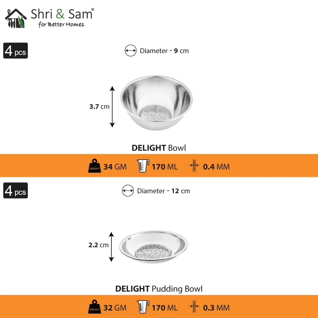 Designer Stainless Steel Delight Laser Bloom Leaf Dinner Set Of 24 Pieces, Silver | 4 Dinner Plates+ 4 Side Plates+ 4 Glasses+ 4 Bowls+ 4 Pudding Bowls+ 4 Dessert Spoons - Image 6