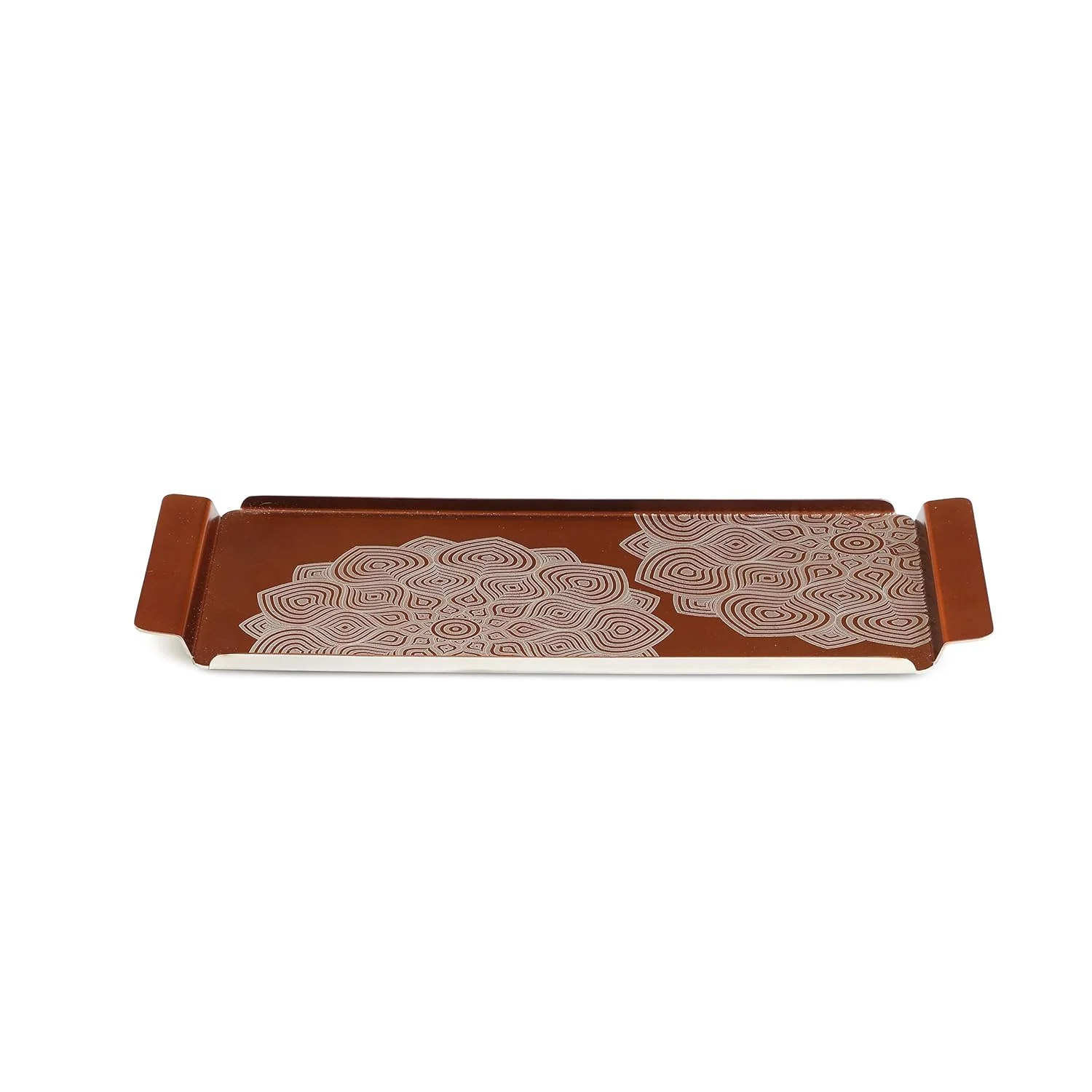Designer Stainless Steel Tray - Lotus Pattern, Padma Shvet Series | Multipurpose Serving Platter - Premium Serve Ware, Dinnerware & Tableware, Small - Image 2