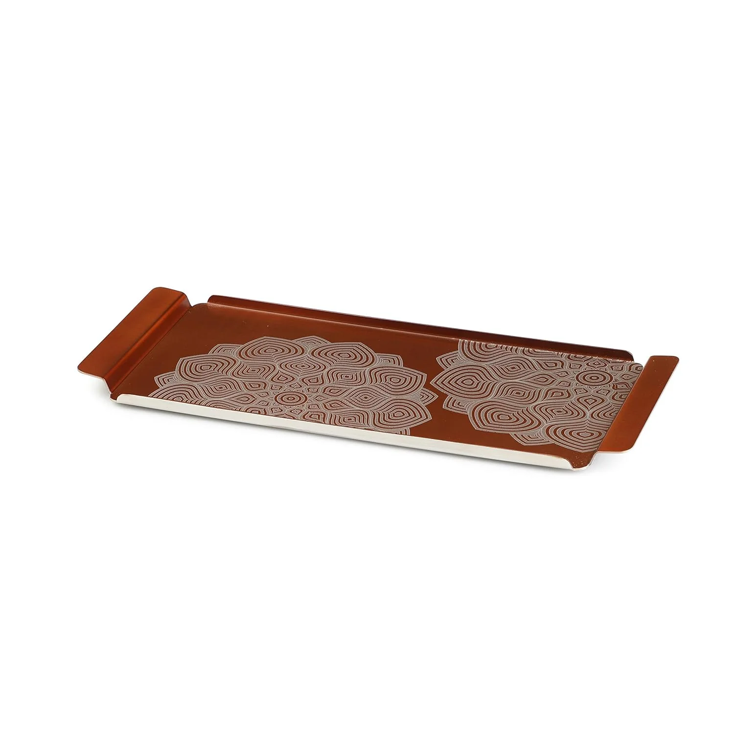 Designer Stainless Steel Tray - Lotus Pattern, Padma Shvet Series | Multipurpose Serving Platter - Premium Serve Ware, Dinnerware & Tableware, Small - Image 3