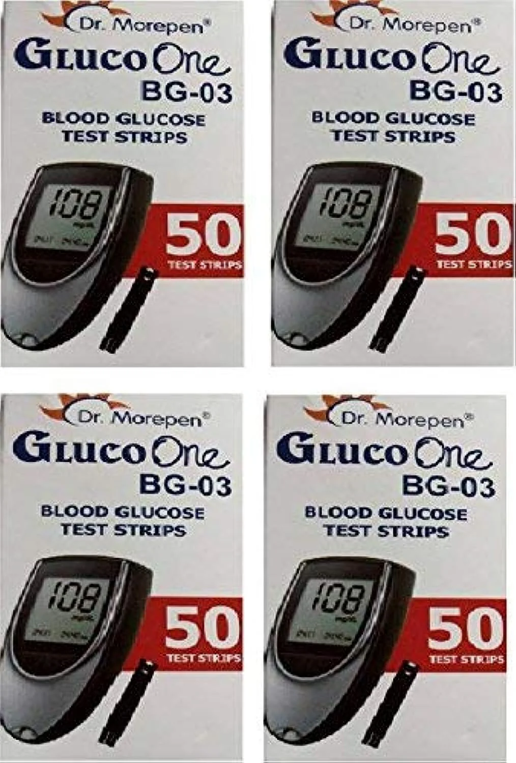 Dr. Morepen BG-03 Blood Glucose Test Strips Pack Of 4 - 200 Strips (Multicolor) - Image 2