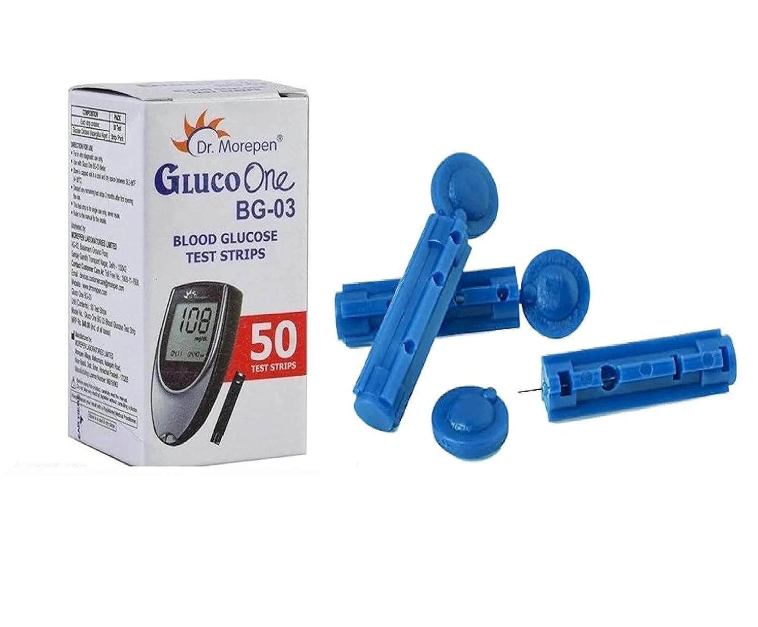 Dr. Morepen Gluco One BG-03 50 Blood Glucose Test Strips With Life Rehabs 50 Lancets | Health Care Appliance Combo - Image 4