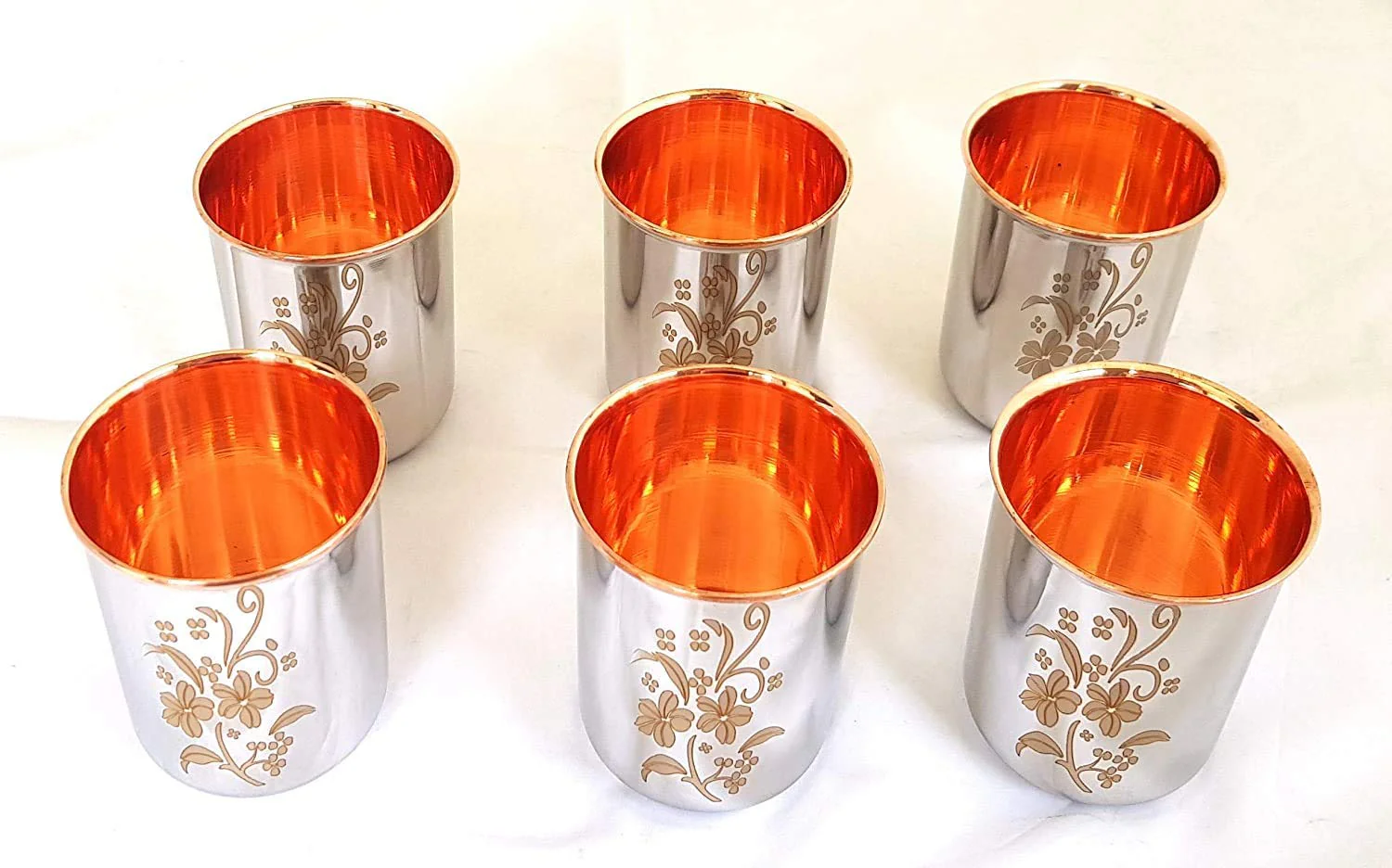 Drinkware Stainless Steel Copper Glass Set - 350ml Each | Steel Drinking Glass Silver Tableware - Steel Copper Glass, Set Of 12 Glasses - Image 3