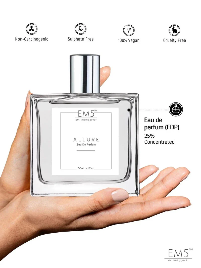 EM5 Allure EDP Perfume For Men 50 ml 1.7 fl.oz. | Strong And Long Lasting | Citrus Aromatic Vanilla | Luxury Gift For Men - Image 3