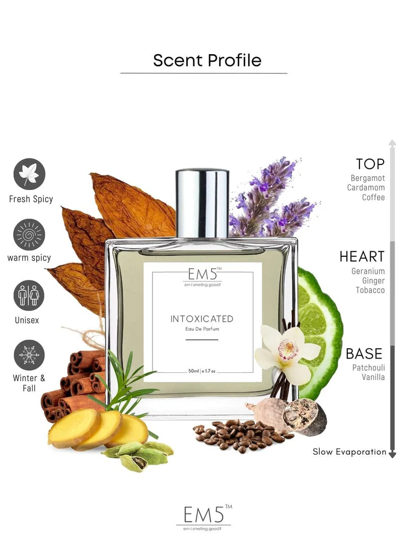 EM5 Intoxicated Eau De Parfum Unisex Perfume 50 Ml 1.7 Fl.oz. | Edp Spray For Men & Women | Strong And Long Lasting Fragrance | Cinnamon Warm Spicy | Luxury Gift For Him & Her - Image 2