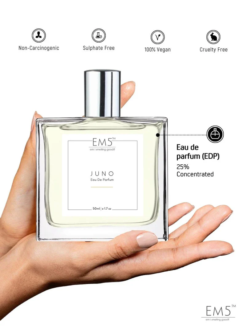 EM5 Juno EDP Perfume For Women 50 Ml 1.7 Fl.oz. | Strong And Long Lasting | Powdery Woody Floral | Luxury Gift For Women - Image 3