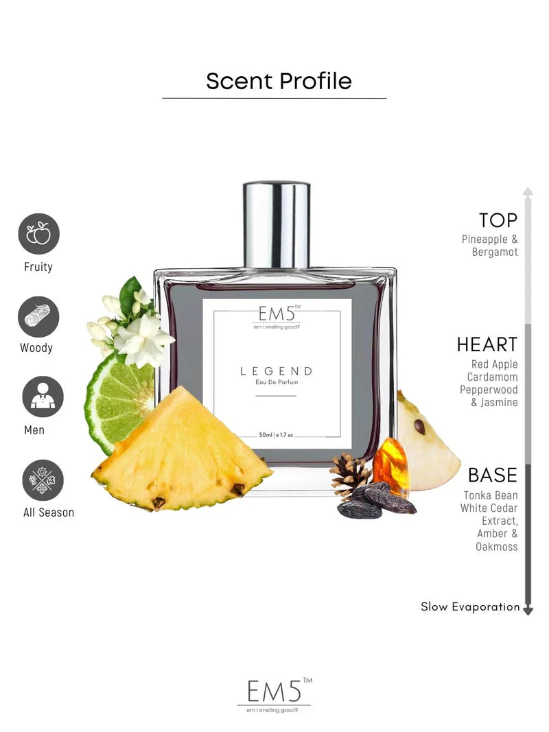 EM5 Legend Unisex EDP Perfume 50 Ml 1.7 Fl.oz. | Strong And Long Lasting | Aromatic Warm Spicy | Luxury Gift For Men / Women - Image 2