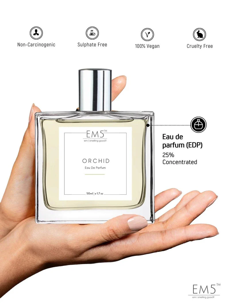 EM5 Orchid EDP Perfume For Women 50 ml 1.7 fl.oz. | Strong And Long Lasting | Warm Spicy Earthy Woody | Luxury Gift For Women - Image 3