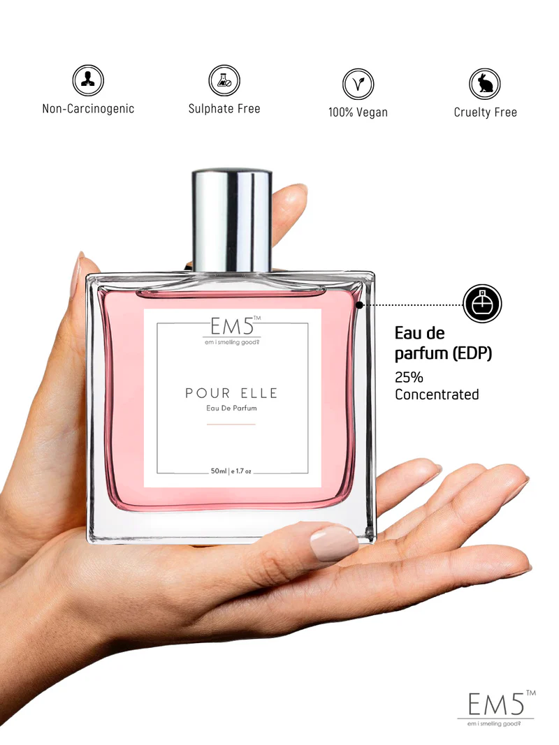 EM5 Pour Elle Edp Perfume For Women 50 Ml 1.7 Fl.oz. | Strong & Long Lasting Eau De Parfum Spray | Musky Rose Powdery | Luxury Gift For Her | - Image 3