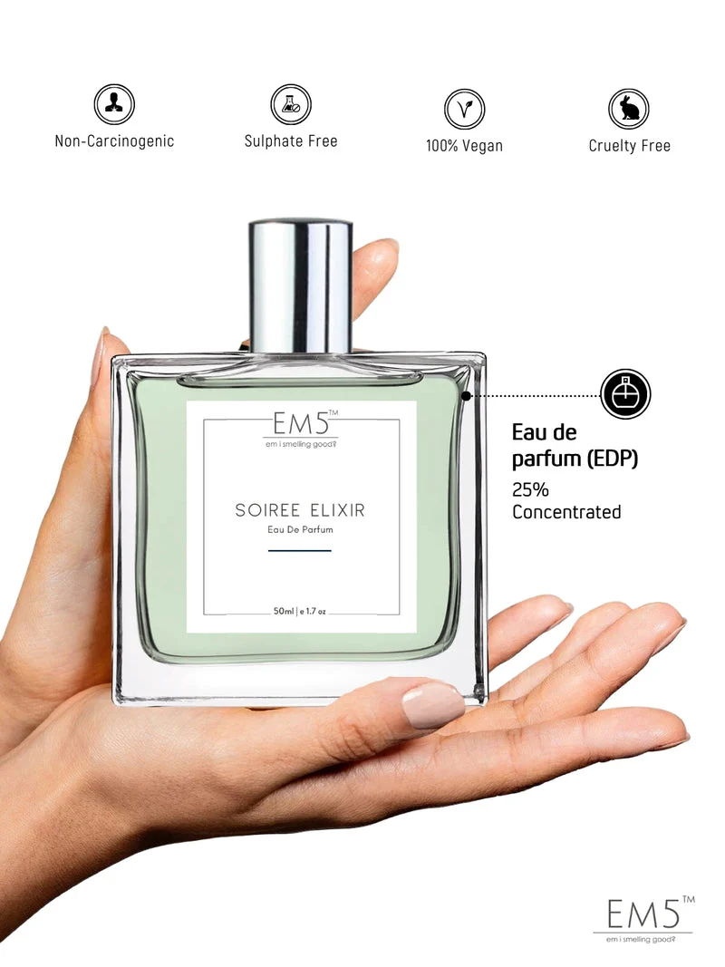 EM5 Soiree Elixir Eau De Parfum For Men 1.7 Fl.oz. | Woody Warm Spicy Fragrance | Strong And Long Lasting Spray | Luxury Gift For Him - Image 3