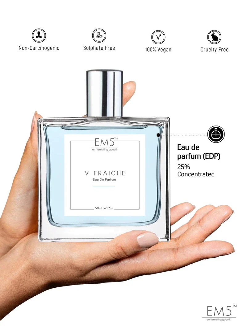 EM5 V Fraiche EDP Perfume For Men 50 ml 1.7 fl.oz. | Strong & Long Lasting | Citrus Aromatic Woody | Luxury Gift For Men - Image 3