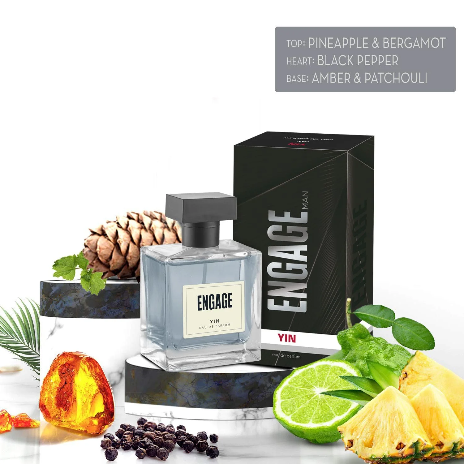 Engage Moments Luxury Homme & Yin Eau De Parfum Gift For Men 100ml Each 3.4 Fl.oz. | Long Lasting Fragrance | Fresh & Woody Perfect For Gifting - Image 3