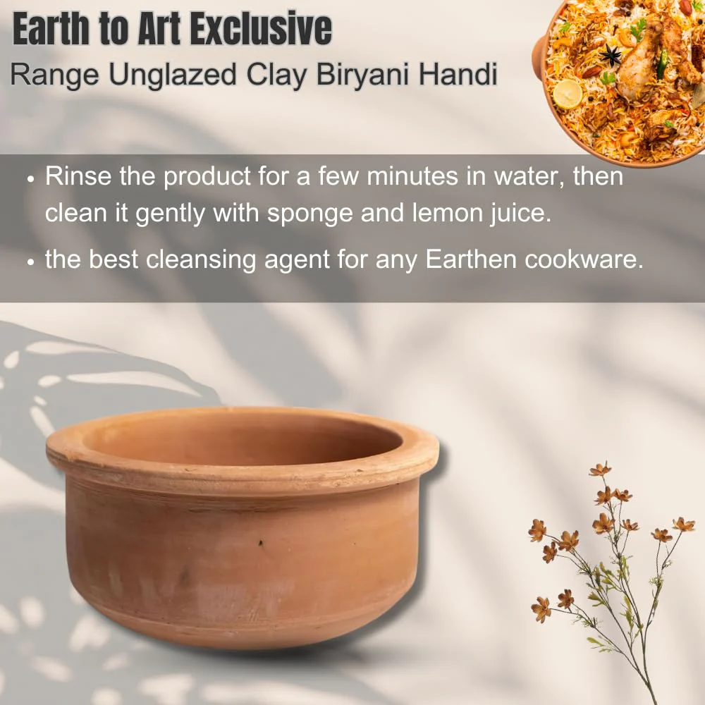 Exclusive Range Unglazed Clay Pot For Cooking & Serving 1+2+3 Liters, Pack Of 3 | Red-Ochre (Gerua) - Image 2