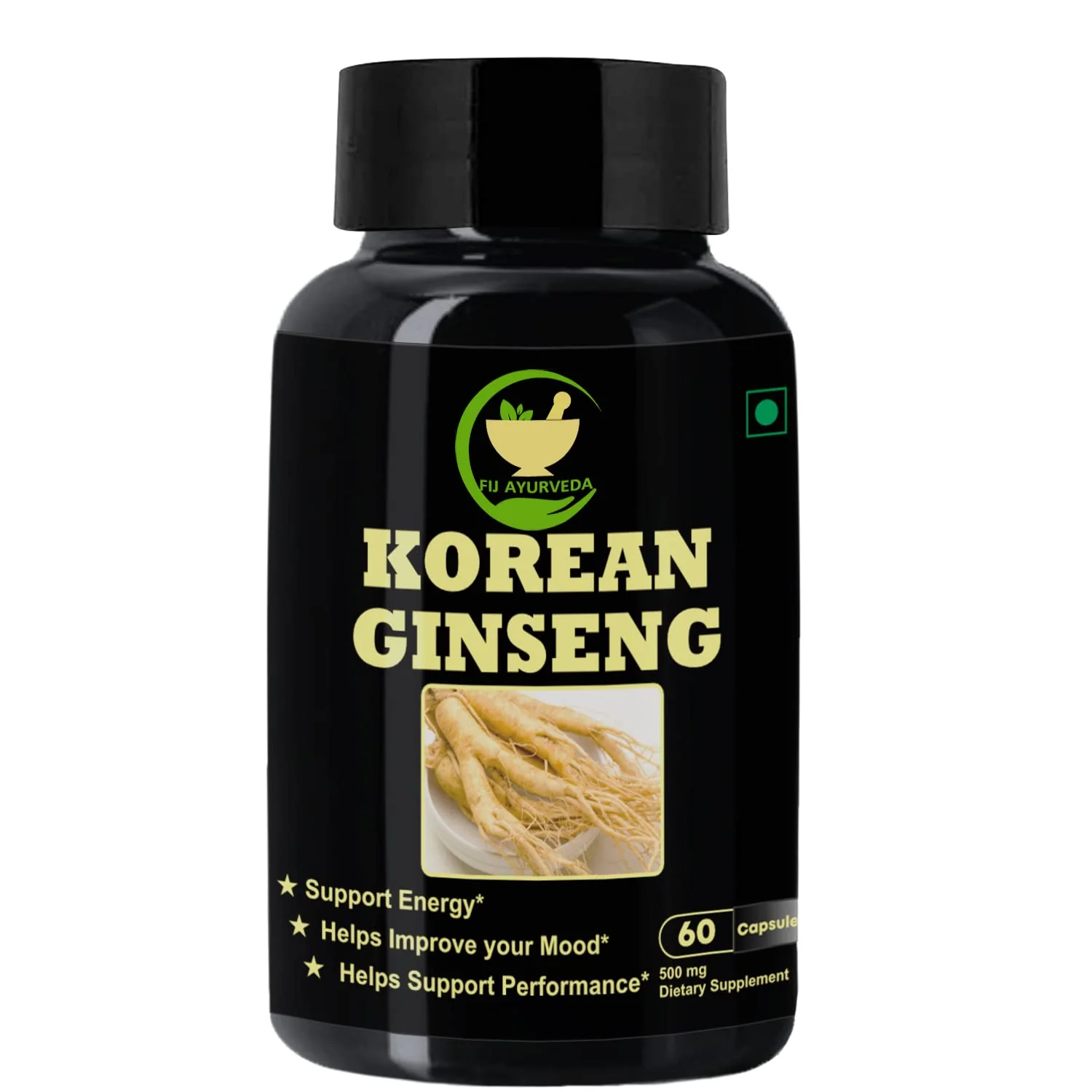 Fij Ayurveda Korean Ginseng Root Extract Dietary Supplement, Strength, Stamina & Energy, 500mg | 60 Capsules 100gm 0.2lbs - Image 2