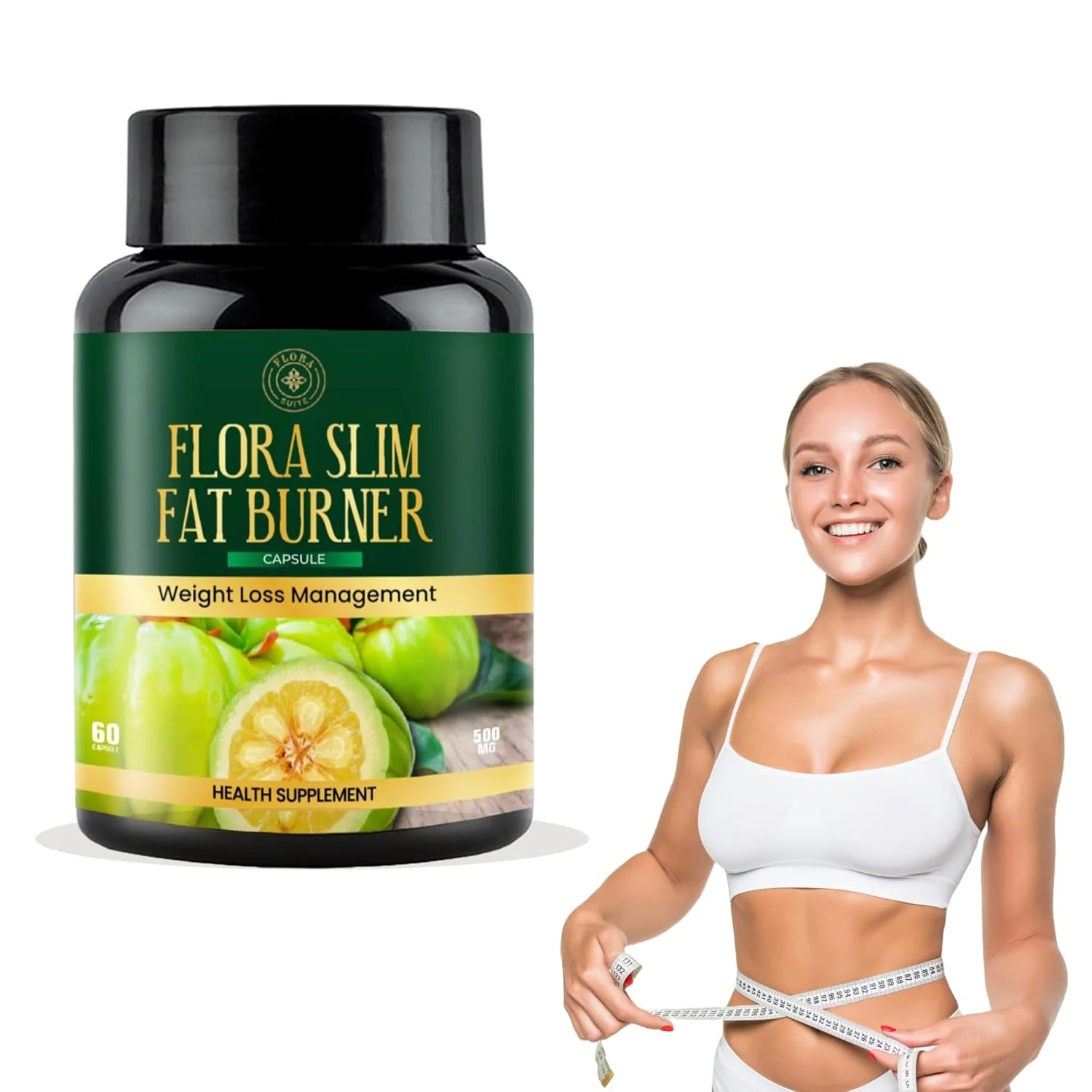 Flora Suite 100% Natural Fat Burning Capsules, Weight Loss Supplement With Garcinia Cambogia, Green Tea Extract Metabolism Booster, Fat Burner For Men & Women | 60 Capsules 100gm 0.2lbs - Image 2