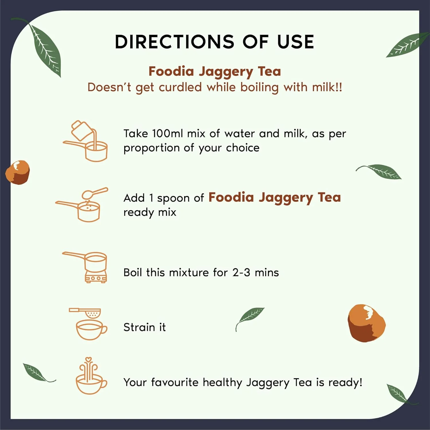 Foodia Gold Jaggery Kadak Tea 3 In 1 Readymix - Pack Of 2 X 400gm, 14.1 Ounce Each | Premium Tea Mix With Jaggery, Assam Tea & Extra Strong Leaves - Lactose Free Kadak Chai - Image 5