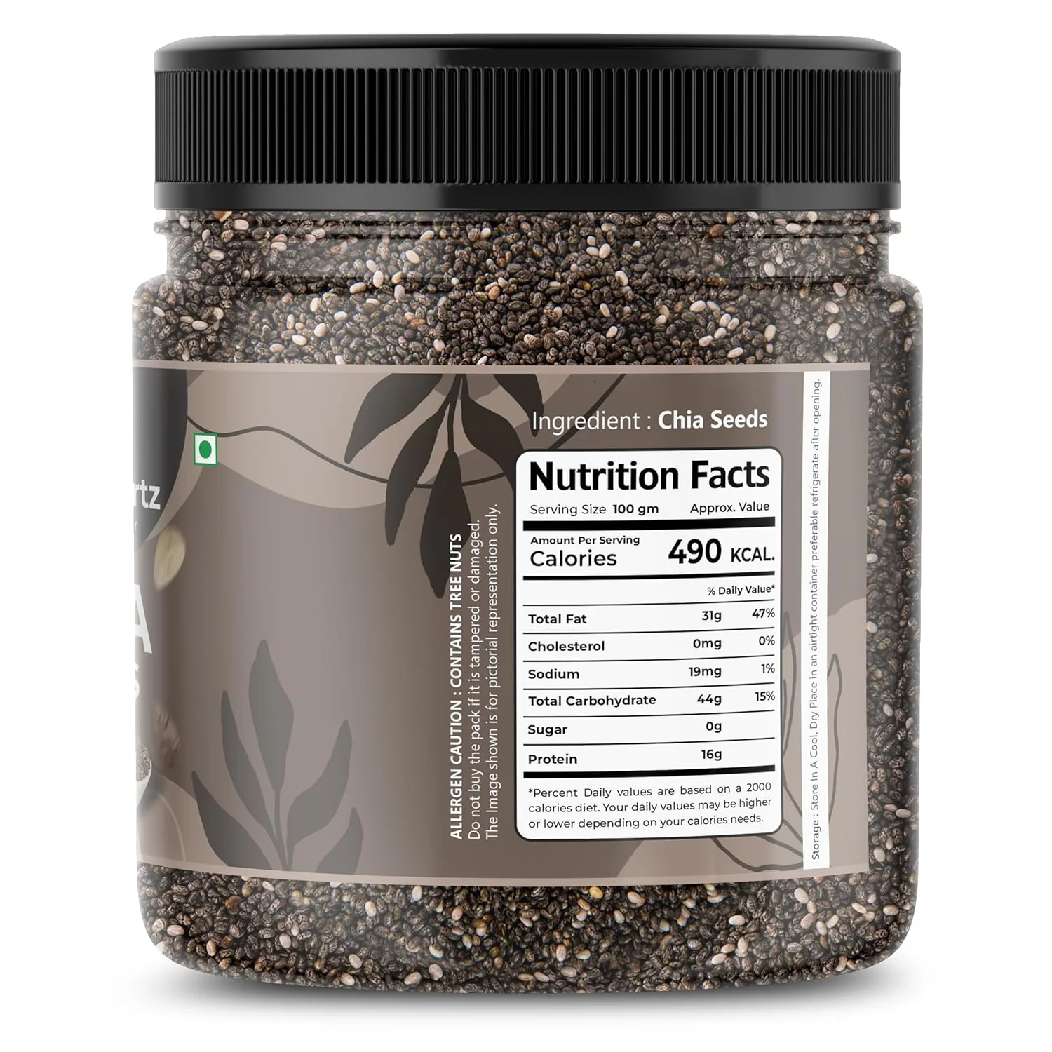 Freshocartz Premium Chia Seeds Omega - 3 Seeds For Eating, Non - Gmo & Fibre Rich Superfood Best For Weight Loss, Immunity Booster Chia Seeds | 250gm 0.5lbs - Image 2