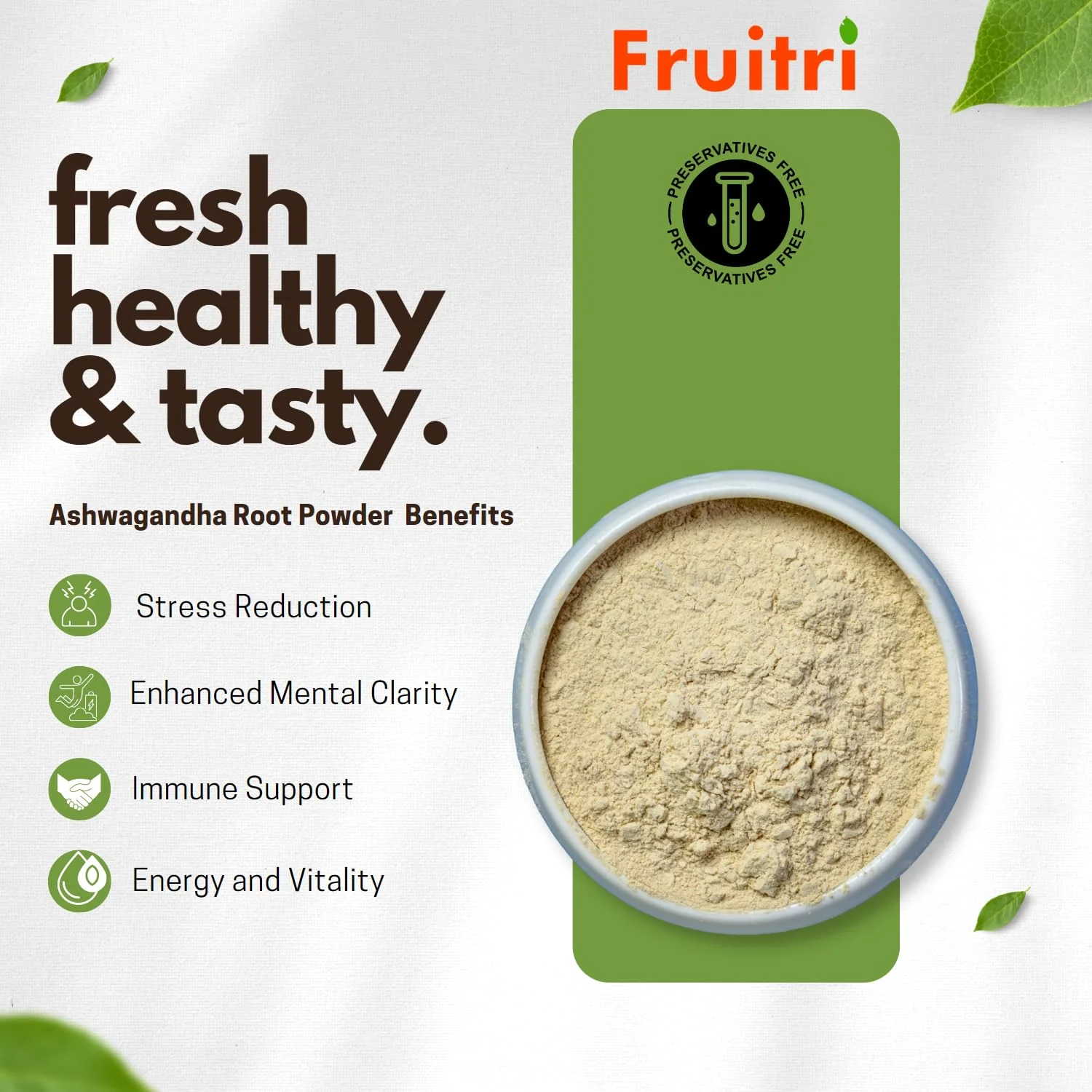 Fruitri Organic Ashwagandha Powder, Fight Anxiety & Stress, Natural & Organic Ashwagandha Root For Wellness | 200gm 0.4lbs - Image 2