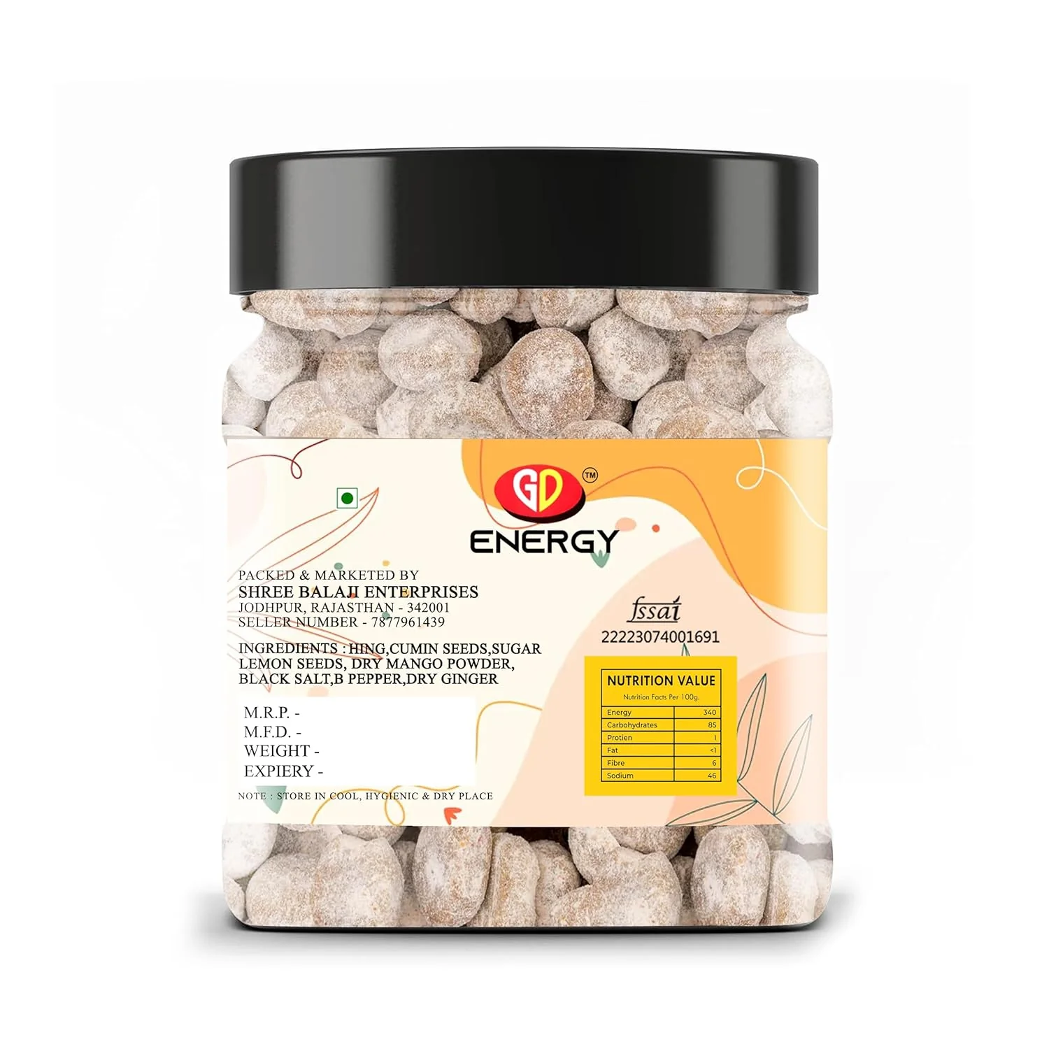 Gd Energy Hing Peda 500gm, | Pachak Hing Peda Churan Mukhwas Good For Digestion | Jar Pack - Image 2