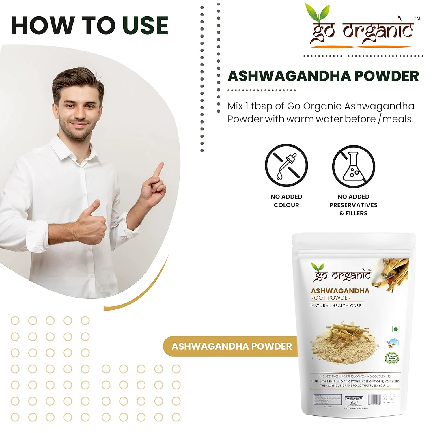 Go Organic Ashwagandha Root Powder, Organic, Gmo Free, Vegan Safe With No Additives | 250gm 0.5lbs - Image 4