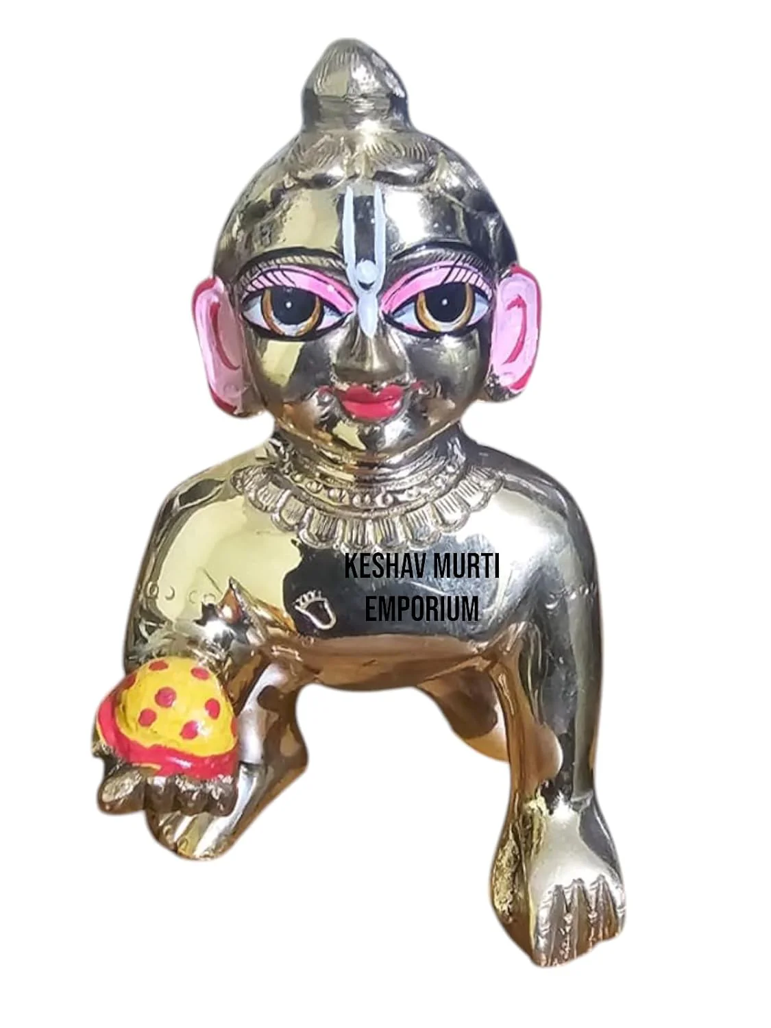 Gold Designer Attractive Pure Ashtadhatu Laddu Gopal, Brass, Gold - Size No.5, Golden Hand Painted Idol | Made In Vrindavan
