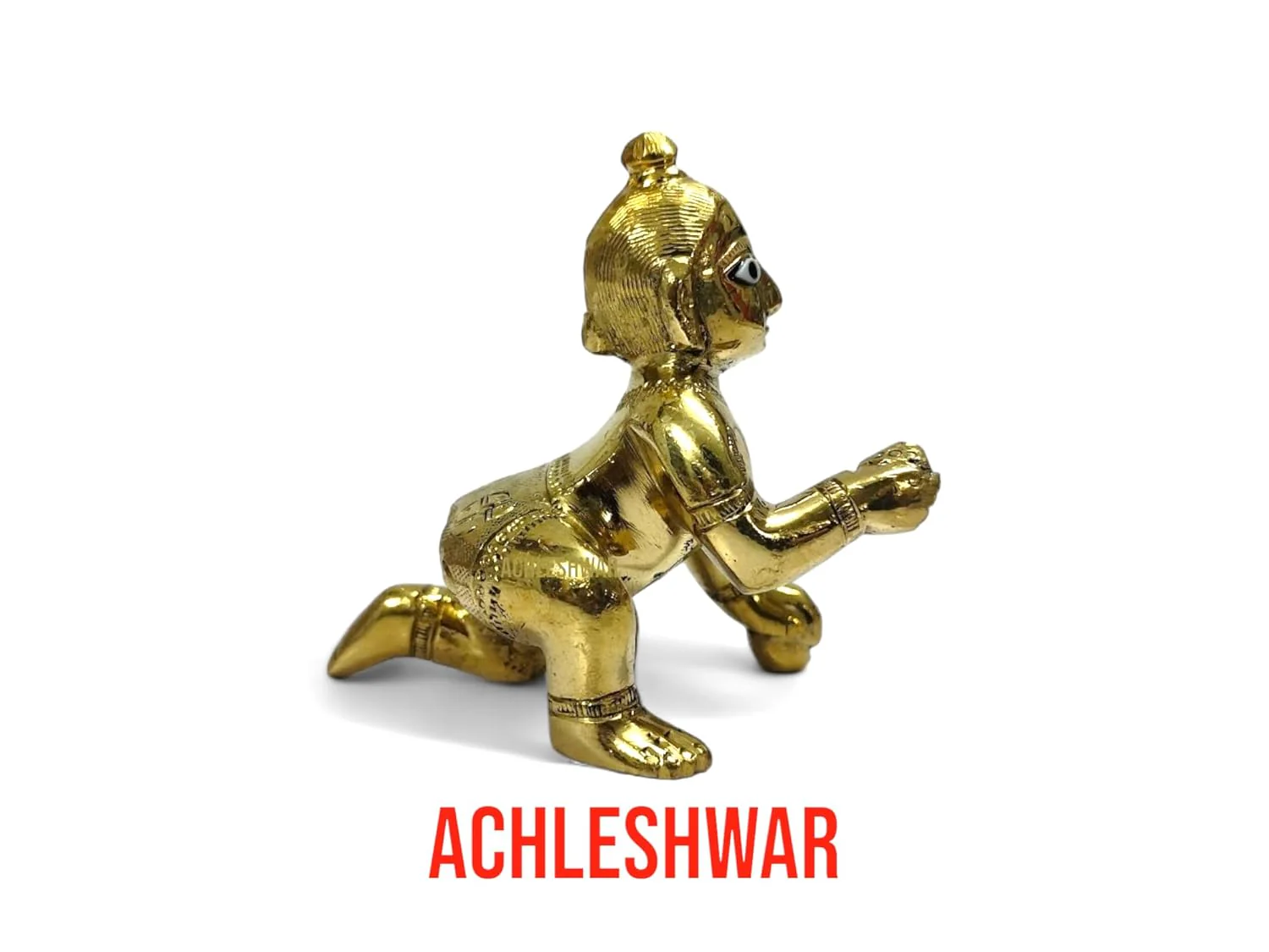 Gold Designer Attractive Pure Ashtadhatu Laddu Gopal Idol, Gold, Brass, Size No.2, Golden Hand Painted Idol, Baby Krishna, Kanhaiya Statue, God Idol - Image 2