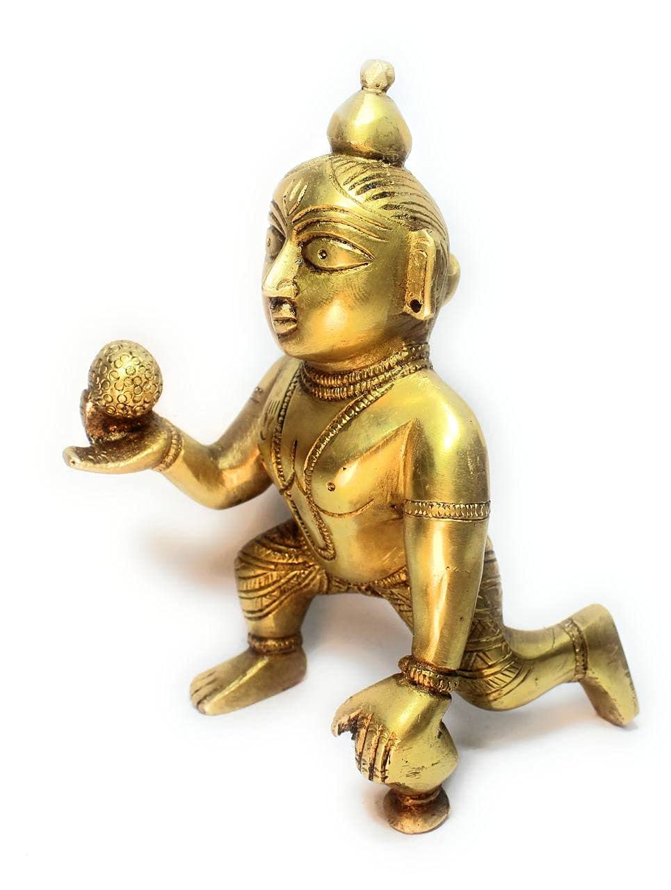 Gold Laddu Gopal Idol, Bal Gopal Murti, Baby Krishna Idol, Brass, Gold Statue, Lightweight, Eco Friendly, Washable, Antique Look, Festival Celebration, Thakur Ji Murti, God Idol