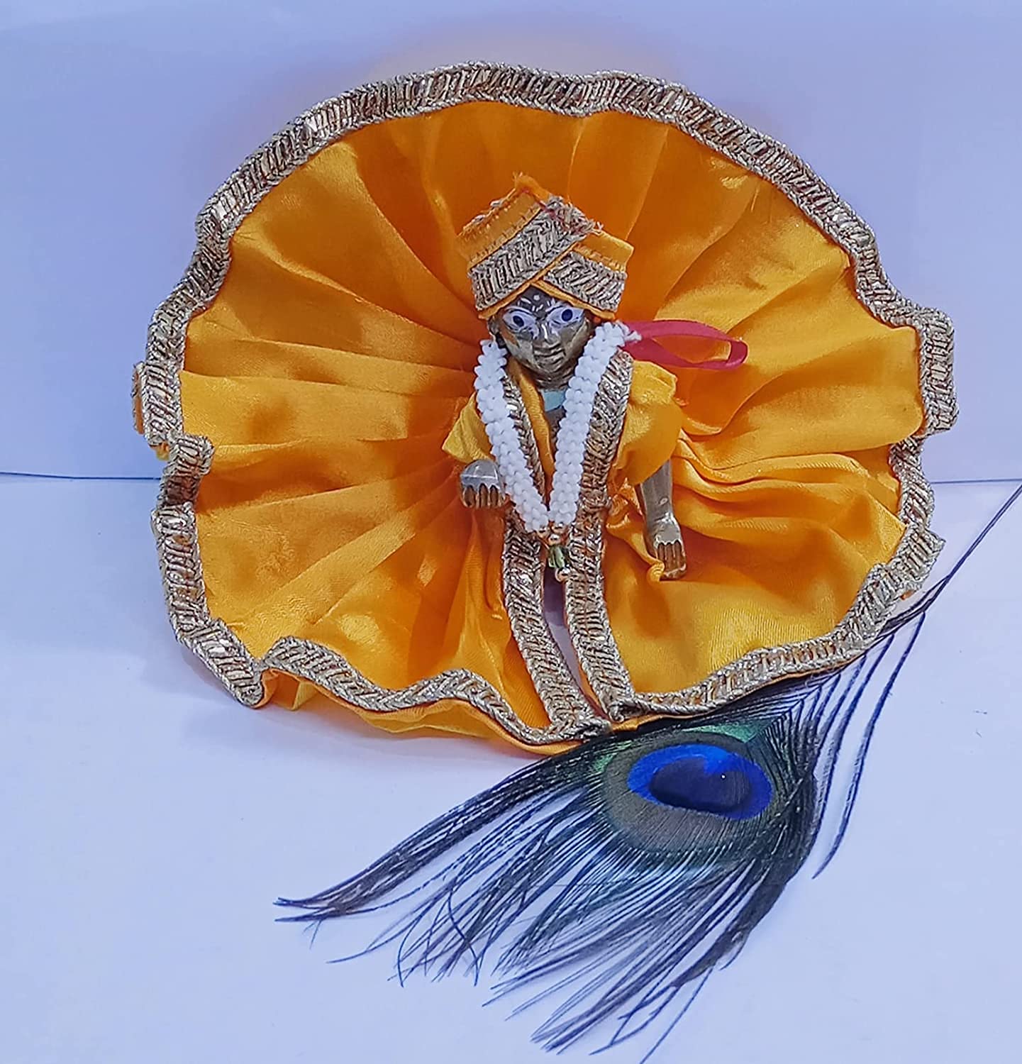 Gold Plated Krishan Kanhaiya, Laddu Gopal With Dress Idol, Brass, Golden, Idol - Medium Size No.4, Janmashtami Special For Home Temple, Handmade, Kanha Ji Statue, Combo - Image 3
