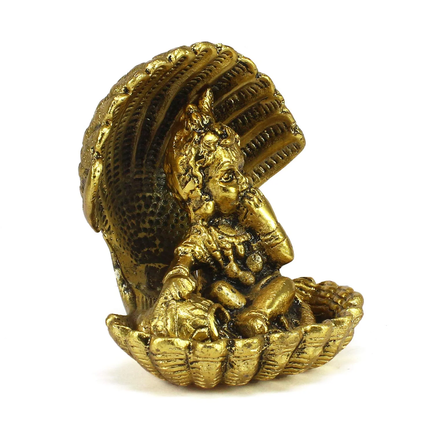 Golden Bal Gopal Krishna Having Makhan, Decorative Showpiece, Metal, Golden, Idol, Perfect For Occasions Like Krishna Janmashtami, Birthdays & Housewarmings, Etc | Handmade, Idol - Image 2