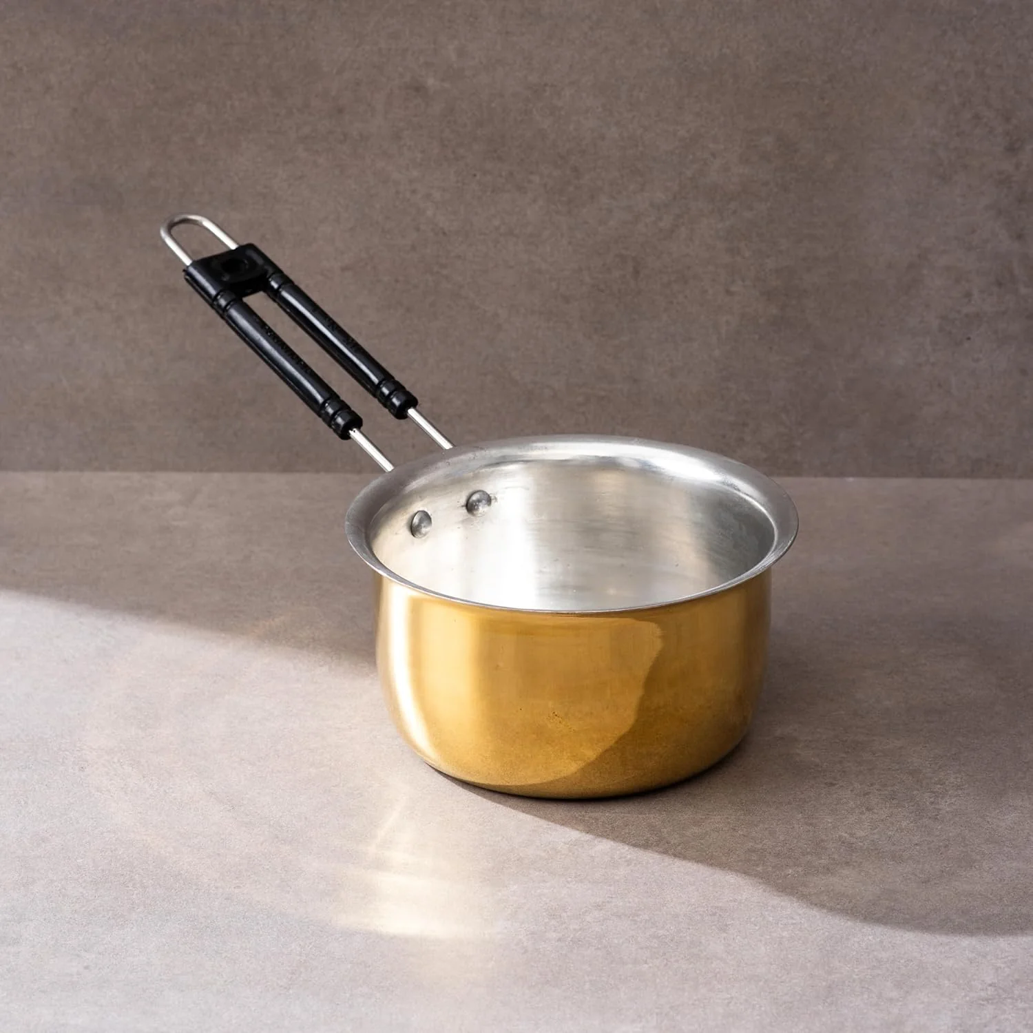 Golden Brass Saucepan For Tea, 1 Liter | Small Milk Pan - Tea Pan | 100% Pure Brass & Non-Toxic Cookware With Ayurvedic Health Benefits, Non-Stick - Image 4