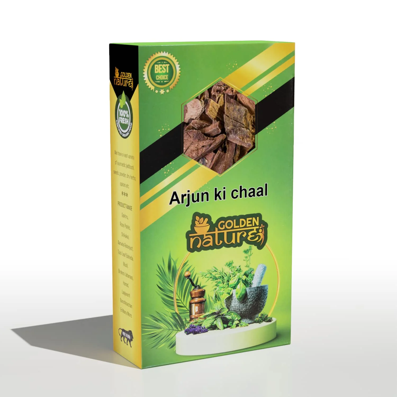 Golden Nature Arjun Ki Chaal Terminalia Arjuna, Helps In Weight Management, Reducing Excess Carbohydrate | 200gm 0.4lbs - Image 2