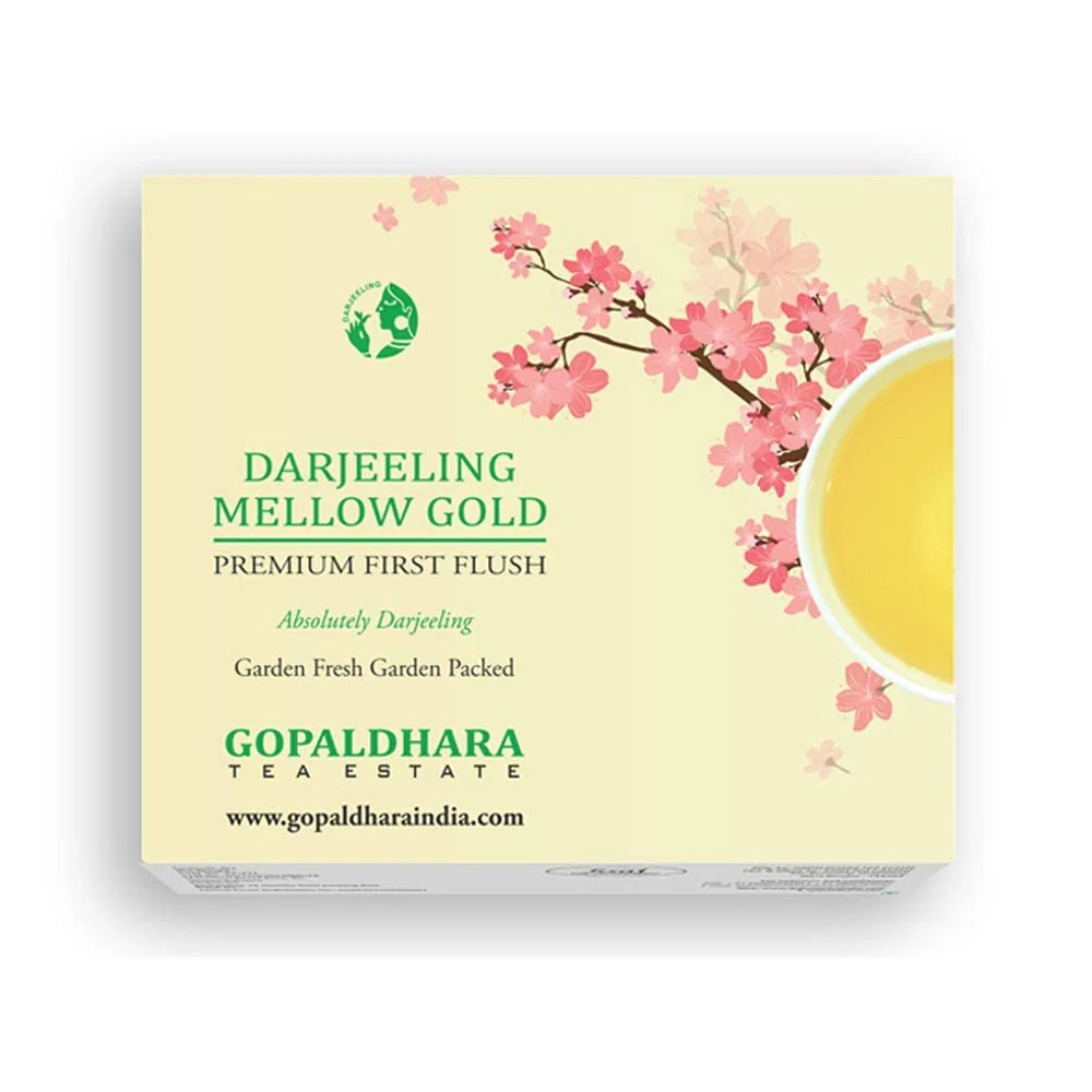 Gopaldhara Darjeeling Mellow Gold Tea - 125gm Paper Box, 4.4 Ounce | Premium First Flush Spring Tea - USDA Certified Premium Darjeeling Loose Leaf Tea | Low Caffeine Garden Fresh Tea