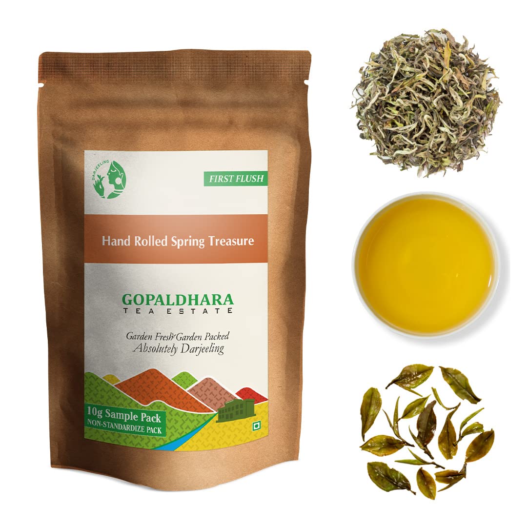 Gopaldhara Darjeeling Tea Finest Rohini First Flush Tea Sample Pouches - Pack Of 5 Teas X 10gm, 0.35 Ounce Each | First Flush Low Caffeine Loose Leaves - Image 2