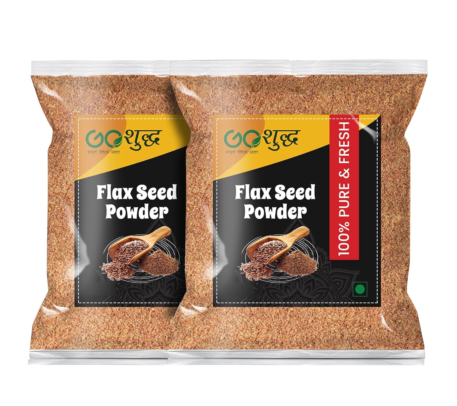 Goshudh Flax Seed Powder Alsi Powder, Rich Source Of Fiber, Protein & Other Minerals, Reduce Blood Pressure | 200gm 0.4lbs Each Pack Of 2