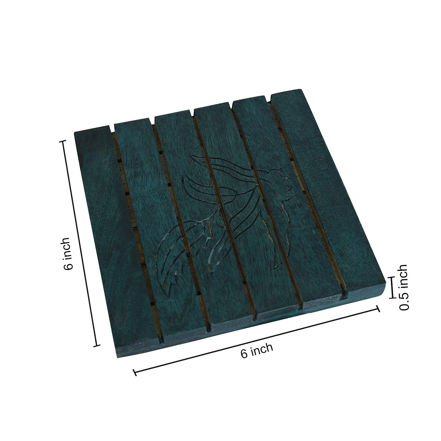 Green Wooden Trivets Set Of 2 | Coasters For Drinks - Hot & Cold Wooden Coaster Sets For Dining, Tea & Coffee Table - Decorative Cocktail Coasters - Image 5