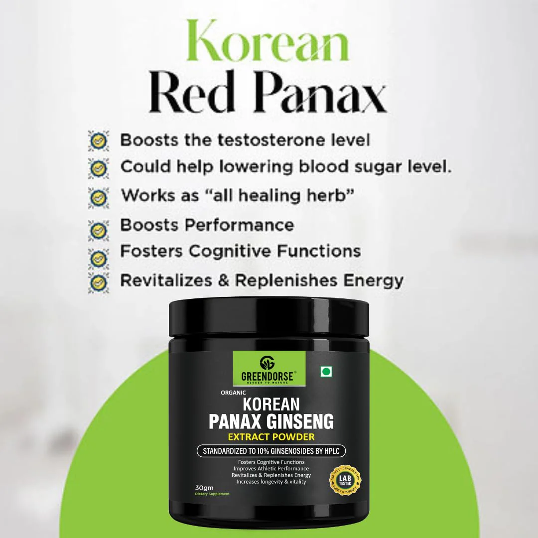 Greendorse Organic Korean Panax Ginseng Extract Powder 10% Active Ginsenosides By Hplc, Immune & Cognitive Support, Boosts Energy, Stamina, Vegan Friendly | 30gm 0.06lbs - Image 3