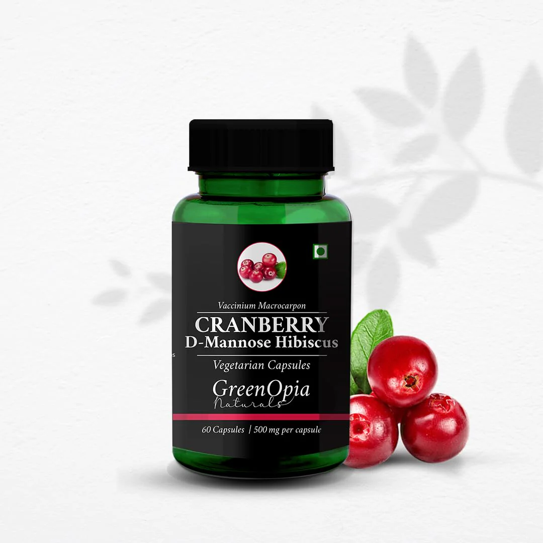 Greenopia Naturals Cranberry D - Mannose Hibiscus Vegan Capsules, 500mg, Helps Flush Out Bacteria From The Urinary Tract | 60 Capsules 100gm 0.2lbs - Image 2
