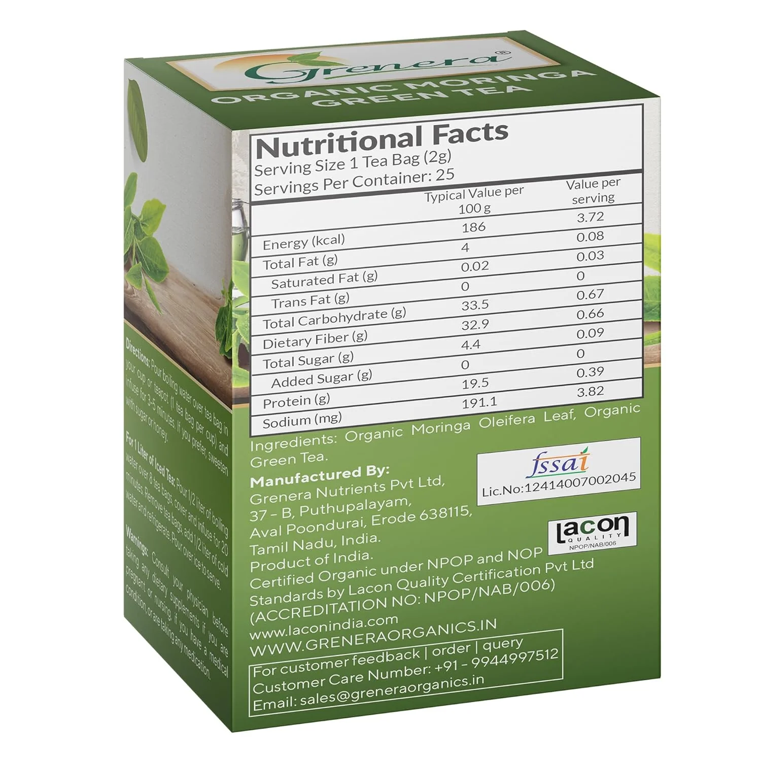 Grenera Moringa Herbal Infusion Tea - 20 Tea Bags | Herbal Dietary Supplement - Caffeine Free, Non-GMO, Gluten Free, Staple Free - Image 2