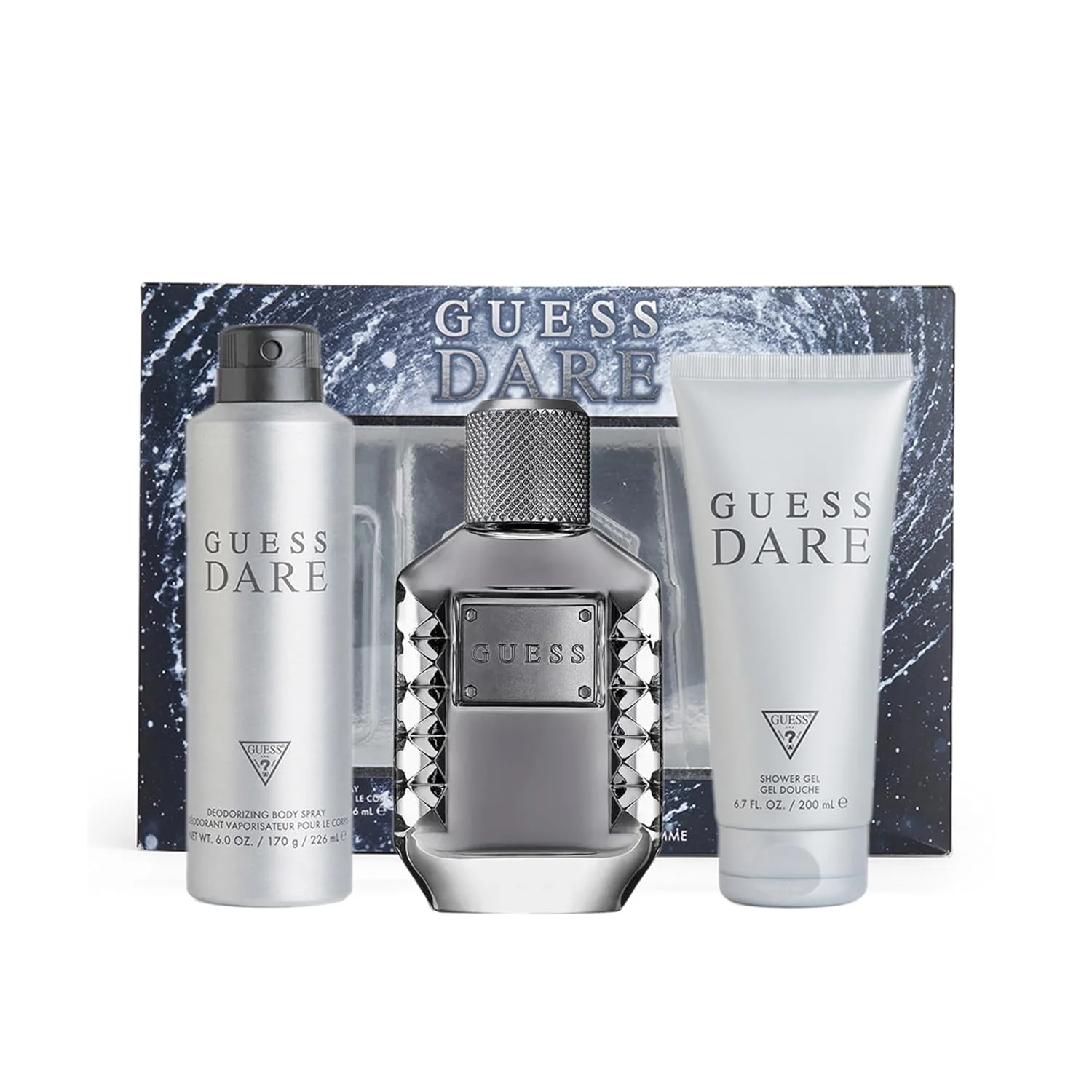 Guess Dare Eau De Toilette 3.4 Fl.oz. + Shower Gel 6.7 Fl.oz.+ Body Spray 5.9 Oz. | Perfect Gift Set For Men - Image 2