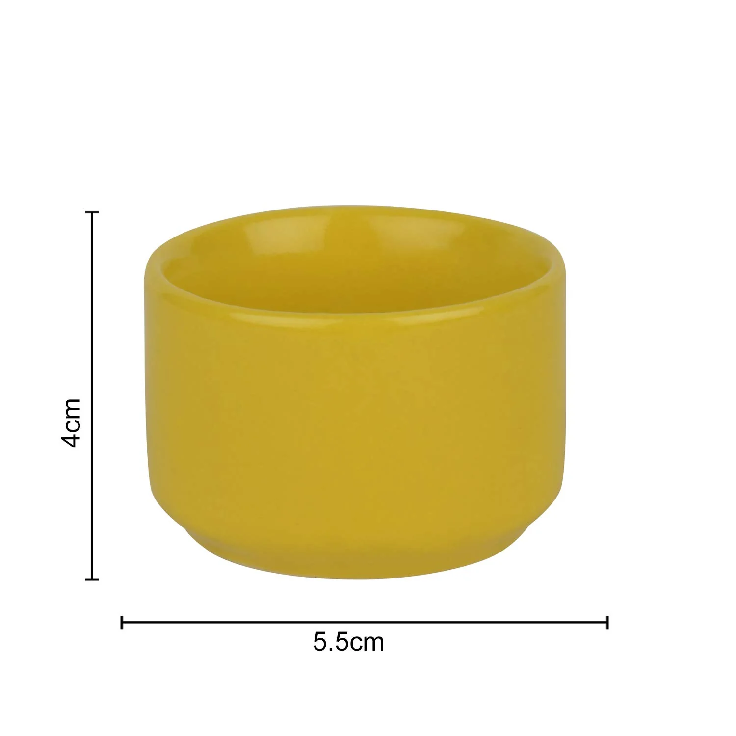 Hand Glazed Ceramic Dip Bowls Set Of 2 - 60ml Each, Yellow | Chutney Bowls, Ketchup Bowls - Pickle Serving Bowls - Image 5